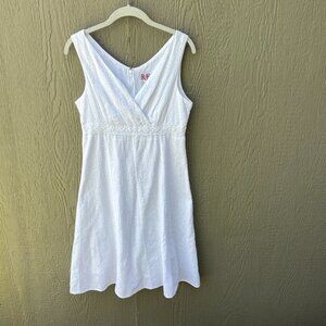 R&K Dress Size 8 White Babydoll Cottage Coquette Boho Romantic Y2K‎ Embroidered